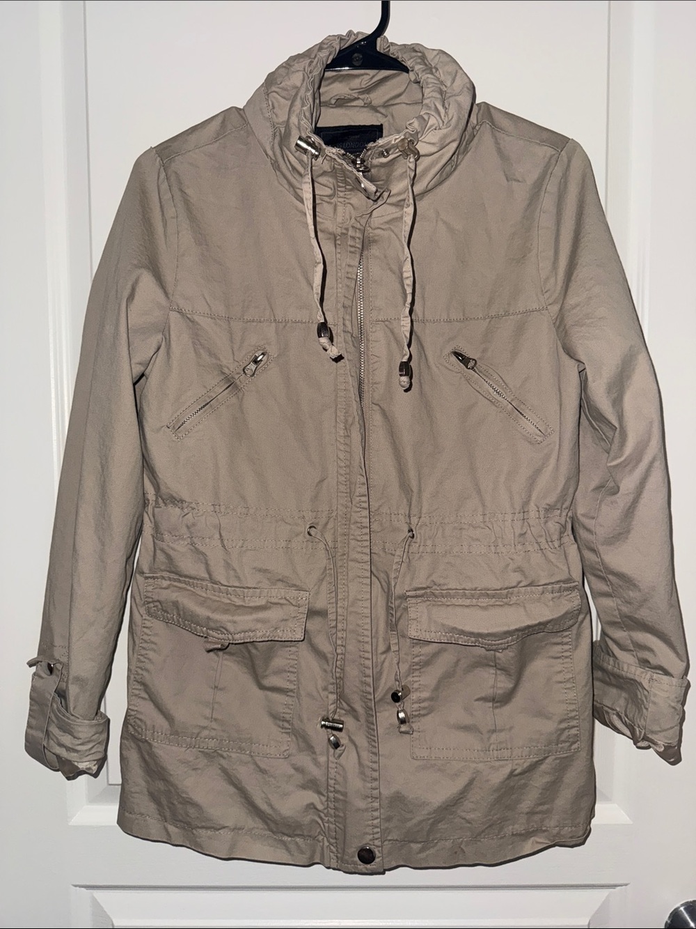 Miss London Taupe Drawstring Field Jacket